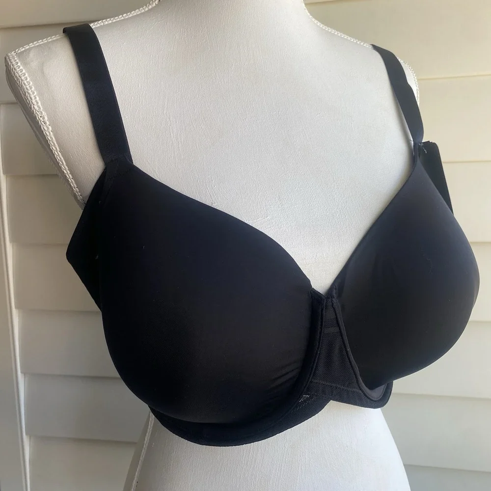 Paramour Marvelous Side Smoother Underwire Bra BLACK Women‎ Size 42D NWT 245033